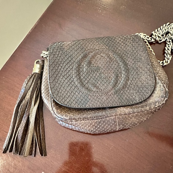 Gucci Snake Skin and Gold Chain Cross Body Purse - Picture 1 of 5